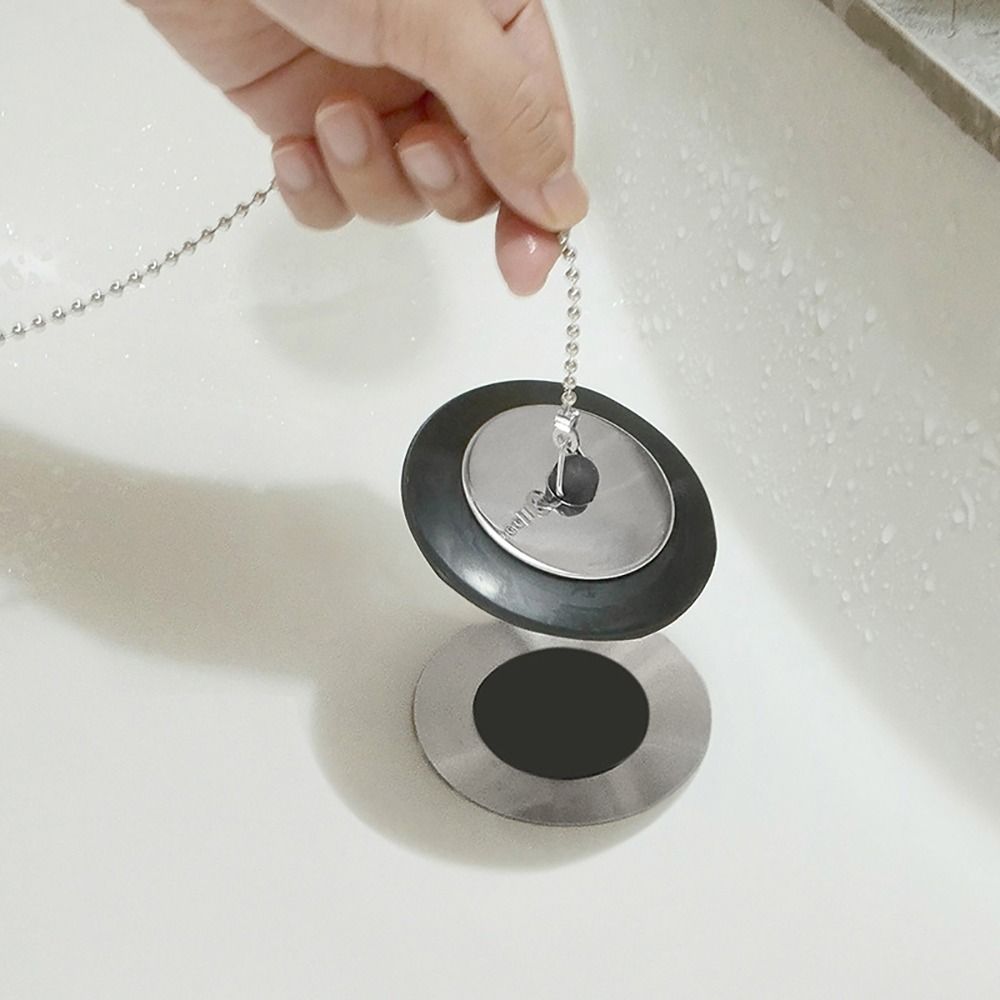 1 個耐久性のあるゴム浴槽ストッパーチェーンユニバーサル浴槽 - Drain Pipe Clip のレビューと価格